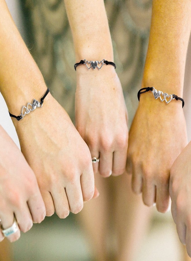 Teniinet Adjustable size and beautiful bracelet,best friend gift for women(Silver Heart for 3) - Image 2